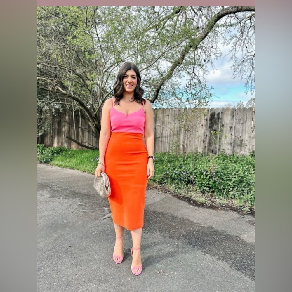 Express Body Contour V-Wire Color Block Midi Sweater Dress Large - Picture 13 of 16